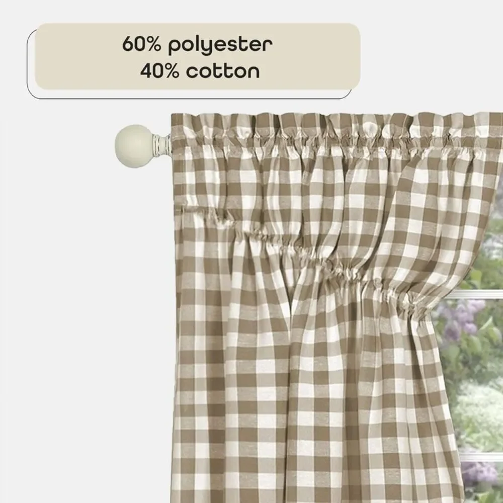 Achim Home Furnishing: Buffalo Taupe Plaid Modern Window Curtain Panel , 72